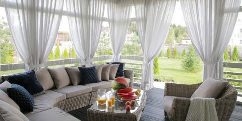 Беседка с завеси в страната: как да шият себе си и да висят завеси